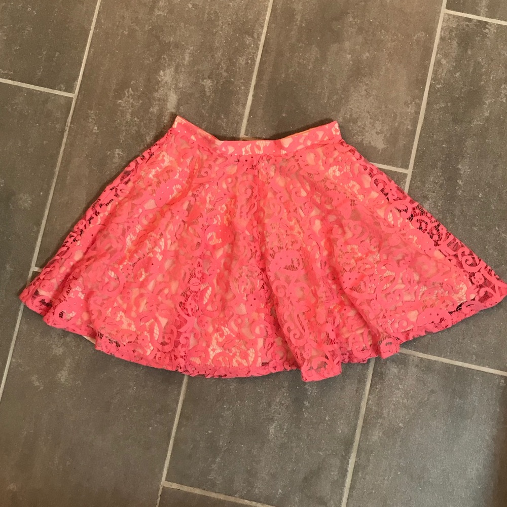 Neon Pink Lace H&M Skirt